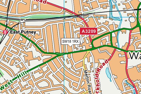 SW18 1RX map - OS VectorMap District (Ordnance Survey)