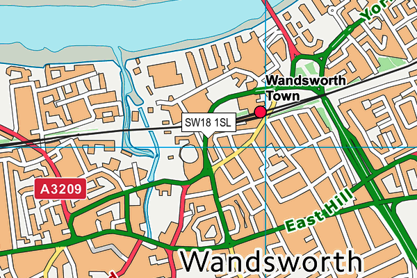 SW18 1SL map - OS VectorMap District (Ordnance Survey)