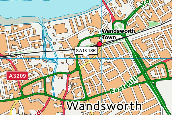 SW18 1SR map - OS VectorMap District (Ordnance Survey)