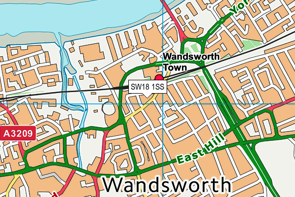 SW18 1SS map - OS VectorMap District (Ordnance Survey)