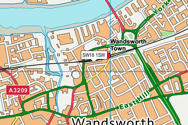 SW18 1SW map - OS VectorMap District (Ordnance Survey)