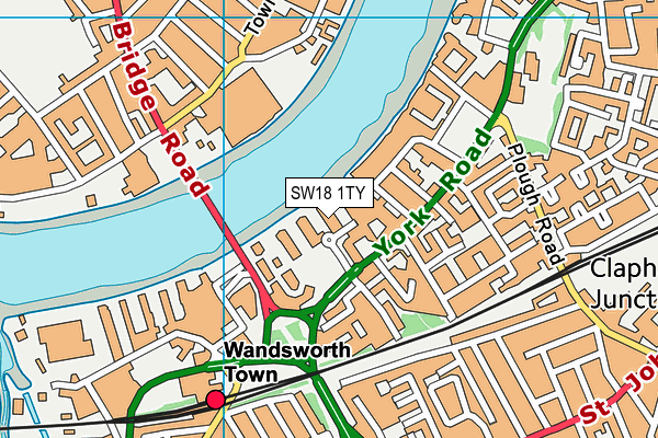 SW18 1TY map - OS VectorMap District (Ordnance Survey)