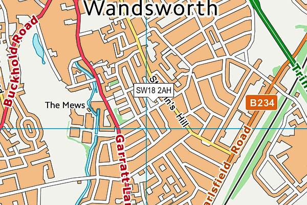 SW18 2AH map - OS VectorMap District (Ordnance Survey)