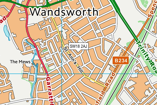 SW18 2AJ map - OS VectorMap District (Ordnance Survey)