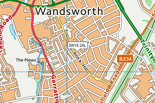SW18 2AL map - OS VectorMap District (Ordnance Survey)