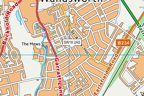 SW18 2AS map - OS VectorMap District (Ordnance Survey)