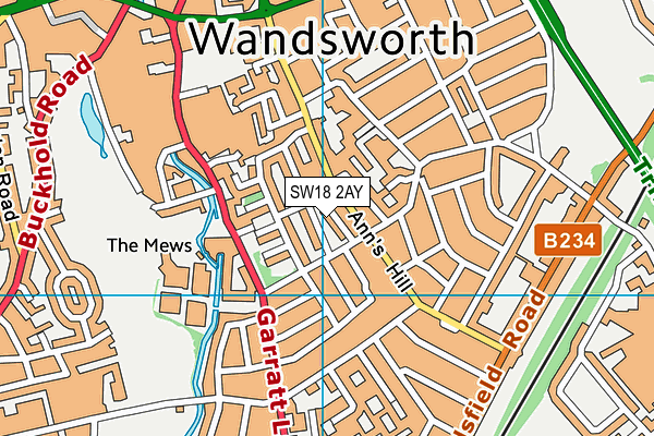 SW18 2AY map - OS VectorMap District (Ordnance Survey)