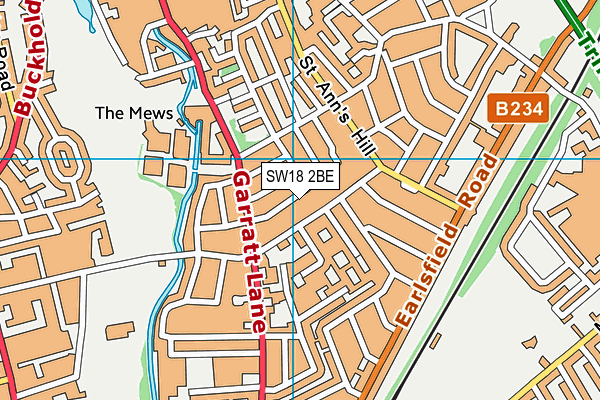 SW18 2BE map - OS VectorMap District (Ordnance Survey)