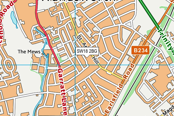 SW18 2BG map - OS VectorMap District (Ordnance Survey)