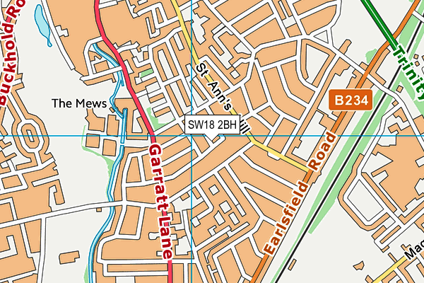 SW18 2BH map - OS VectorMap District (Ordnance Survey)