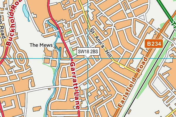 SW18 2BS map - OS VectorMap District (Ordnance Survey)