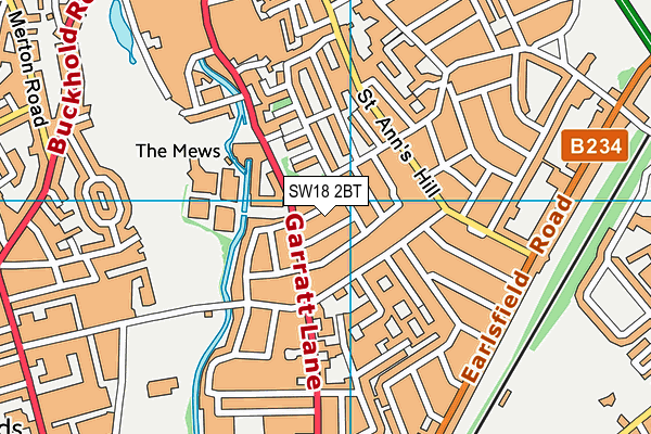 SW18 2BT map - OS VectorMap District (Ordnance Survey)