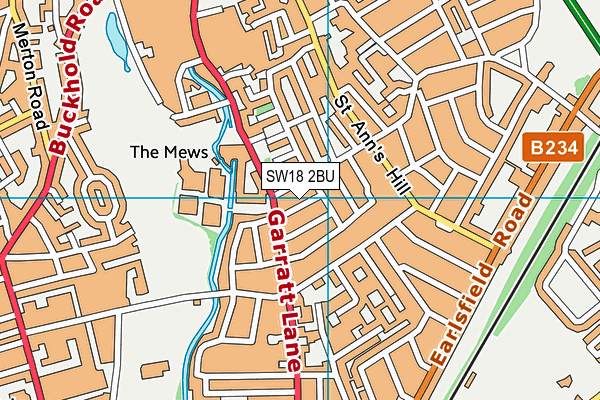 SW18 2BU map - OS VectorMap District (Ordnance Survey)