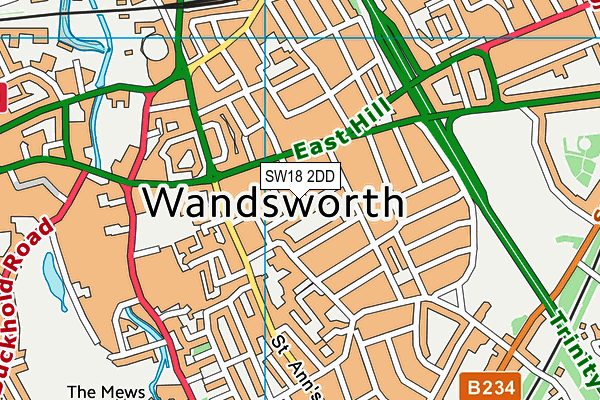 SW18 2DD map - OS VectorMap District (Ordnance Survey)