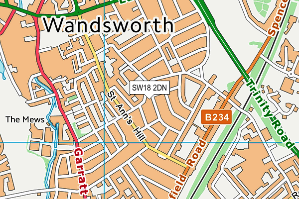 SW18 2DN map - OS VectorMap District (Ordnance Survey)