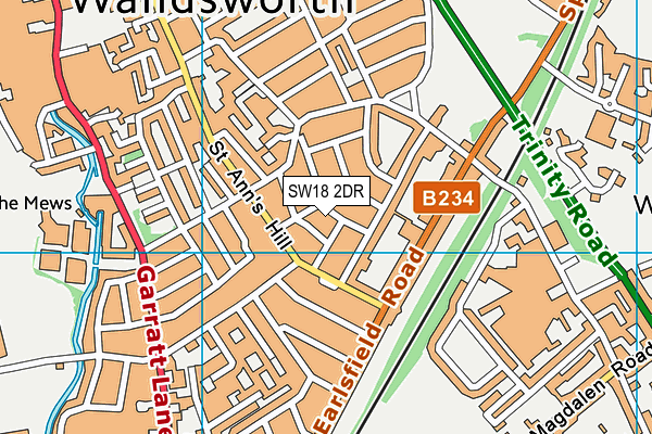 SW18 2DR map - OS VectorMap District (Ordnance Survey)