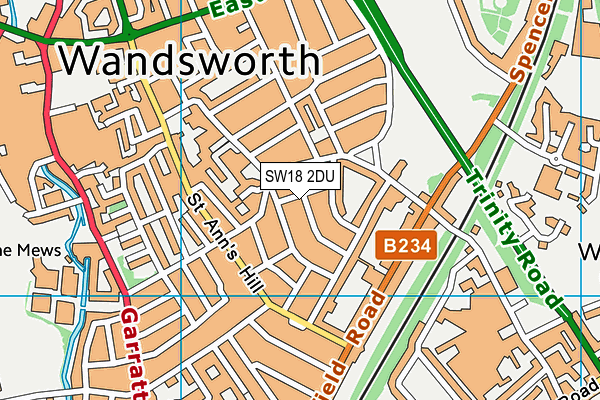 SW18 2DU map - OS VectorMap District (Ordnance Survey)