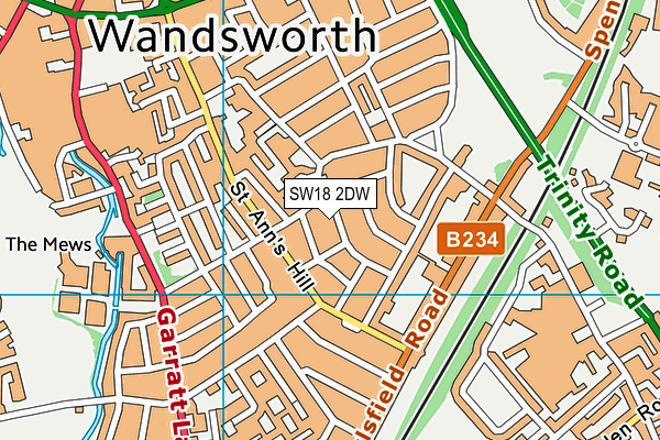 SW18 2DW map - OS VectorMap District (Ordnance Survey)