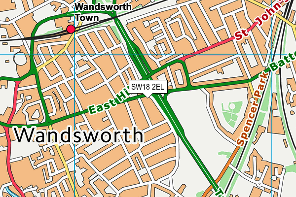 SW18 2EL map - OS VectorMap District (Ordnance Survey)