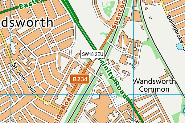 SW18 2EU map - OS VectorMap District (Ordnance Survey)