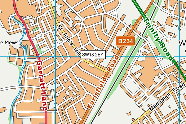 SW18 2EY map - OS VectorMap District (Ordnance Survey)
