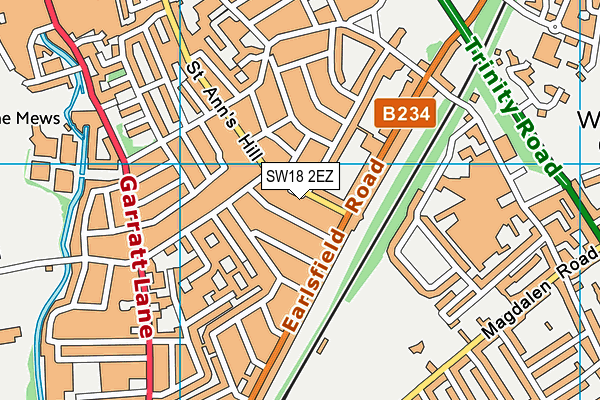 SW18 2EZ map - OS VectorMap District (Ordnance Survey)