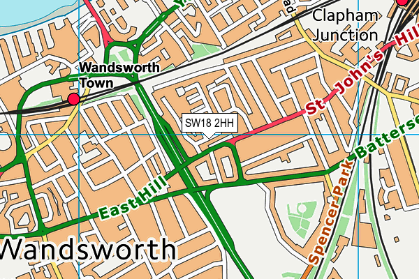 SW18 2HH map - OS VectorMap District (Ordnance Survey)