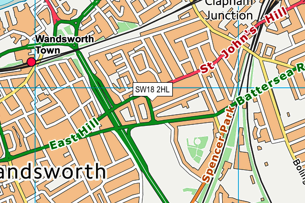 SW18 2HL map - OS VectorMap District (Ordnance Survey)