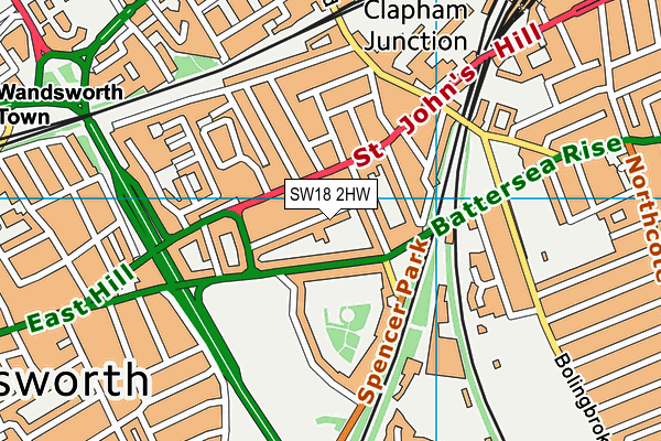 SW18 2HW map - OS VectorMap District (Ordnance Survey)