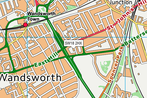 SW18 2HX map - OS VectorMap District (Ordnance Survey)