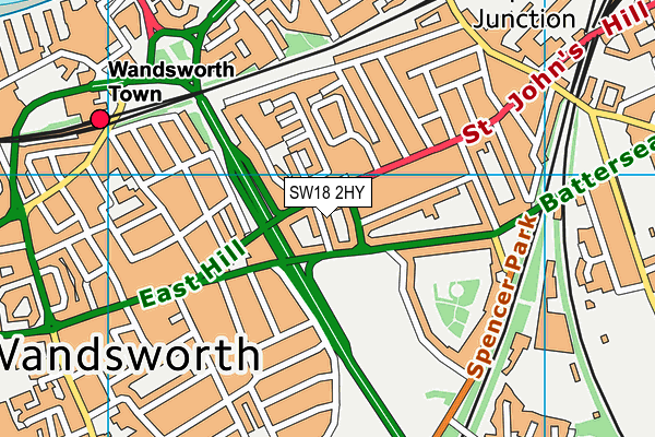 SW18 2HY map - OS VectorMap District (Ordnance Survey)