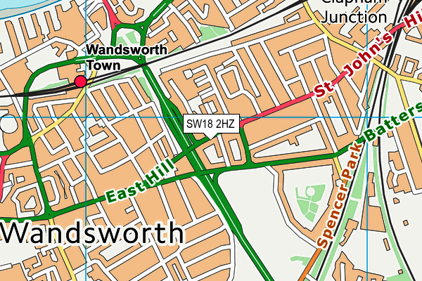 SW18 2HZ map - OS VectorMap District (Ordnance Survey)