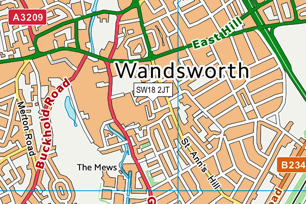 SW18 2JT map - OS VectorMap District (Ordnance Survey)