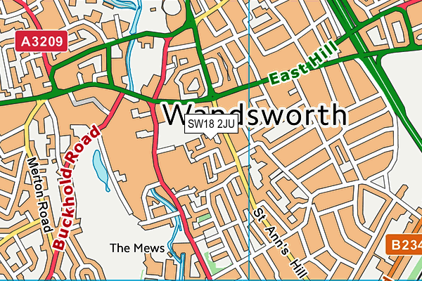 SW18 2JU map - OS VectorMap District (Ordnance Survey)