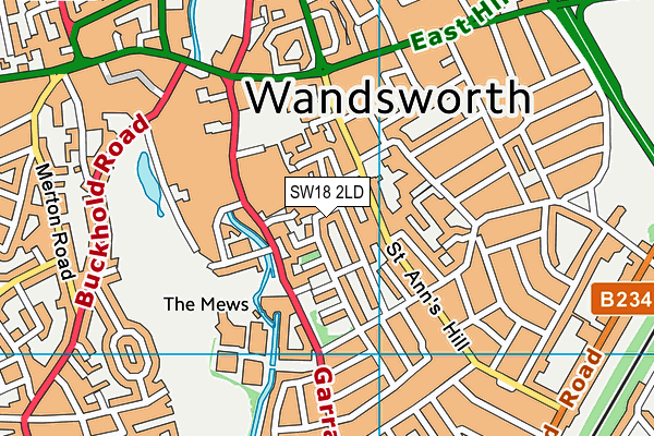 SW18 2LD map - OS VectorMap District (Ordnance Survey)