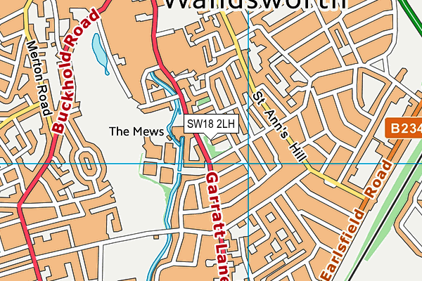 SW18 2LH map - OS VectorMap District (Ordnance Survey)