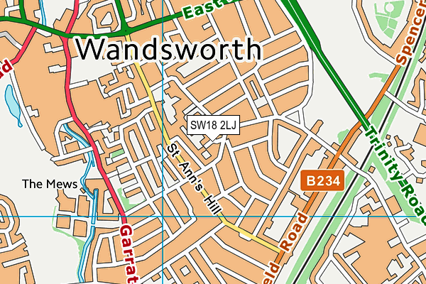 SW18 2LJ map - OS VectorMap District (Ordnance Survey)
