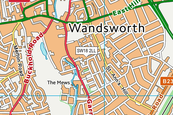 SW18 2LL map - OS VectorMap District (Ordnance Survey)