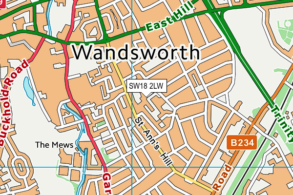 SW18 2LW map - OS VectorMap District (Ordnance Survey)