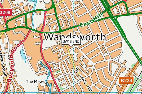 SW18 2ND map - OS VectorMap District (Ordnance Survey)