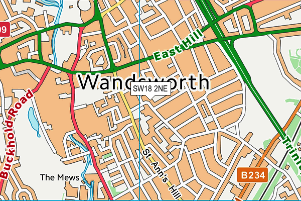 SW18 2NE map - OS VectorMap District (Ordnance Survey)