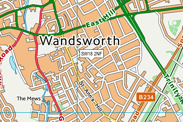 SW18 2NF map - OS VectorMap District (Ordnance Survey)