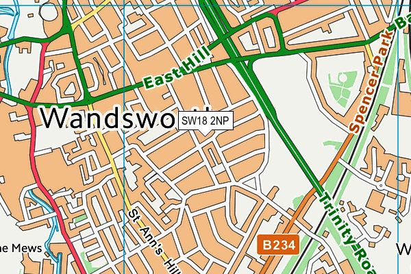 SW18 2NP map - OS VectorMap District (Ordnance Survey)