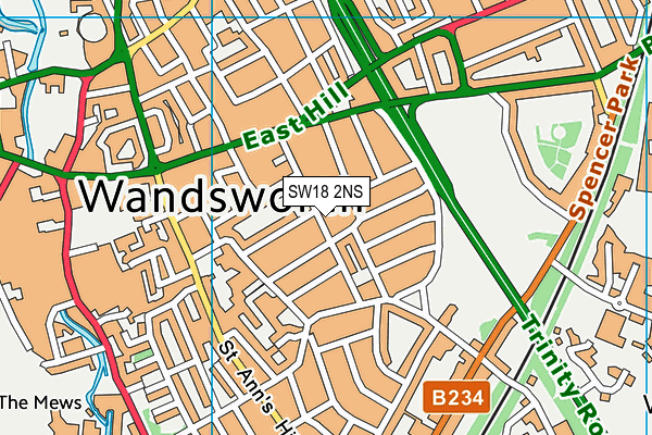 SW18 2NS map - OS VectorMap District (Ordnance Survey)