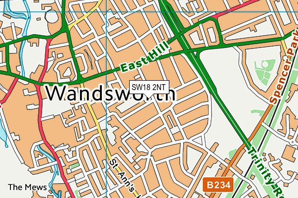 SW18 2NT map - OS VectorMap District (Ordnance Survey)