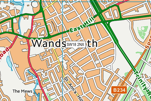 SW18 2NX map - OS VectorMap District (Ordnance Survey)
