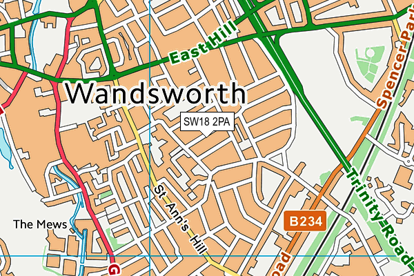 SW18 2PA map - OS VectorMap District (Ordnance Survey)