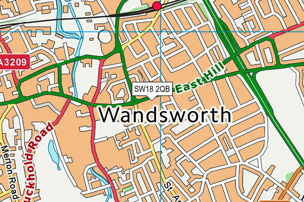 SW18 2QB map - OS VectorMap District (Ordnance Survey)