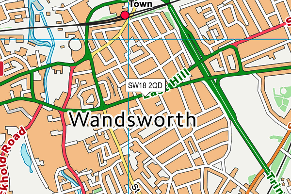 SW18 2QD map - OS VectorMap District (Ordnance Survey)