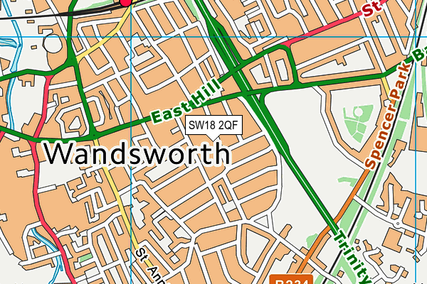 SW18 2QF map - OS VectorMap District (Ordnance Survey)